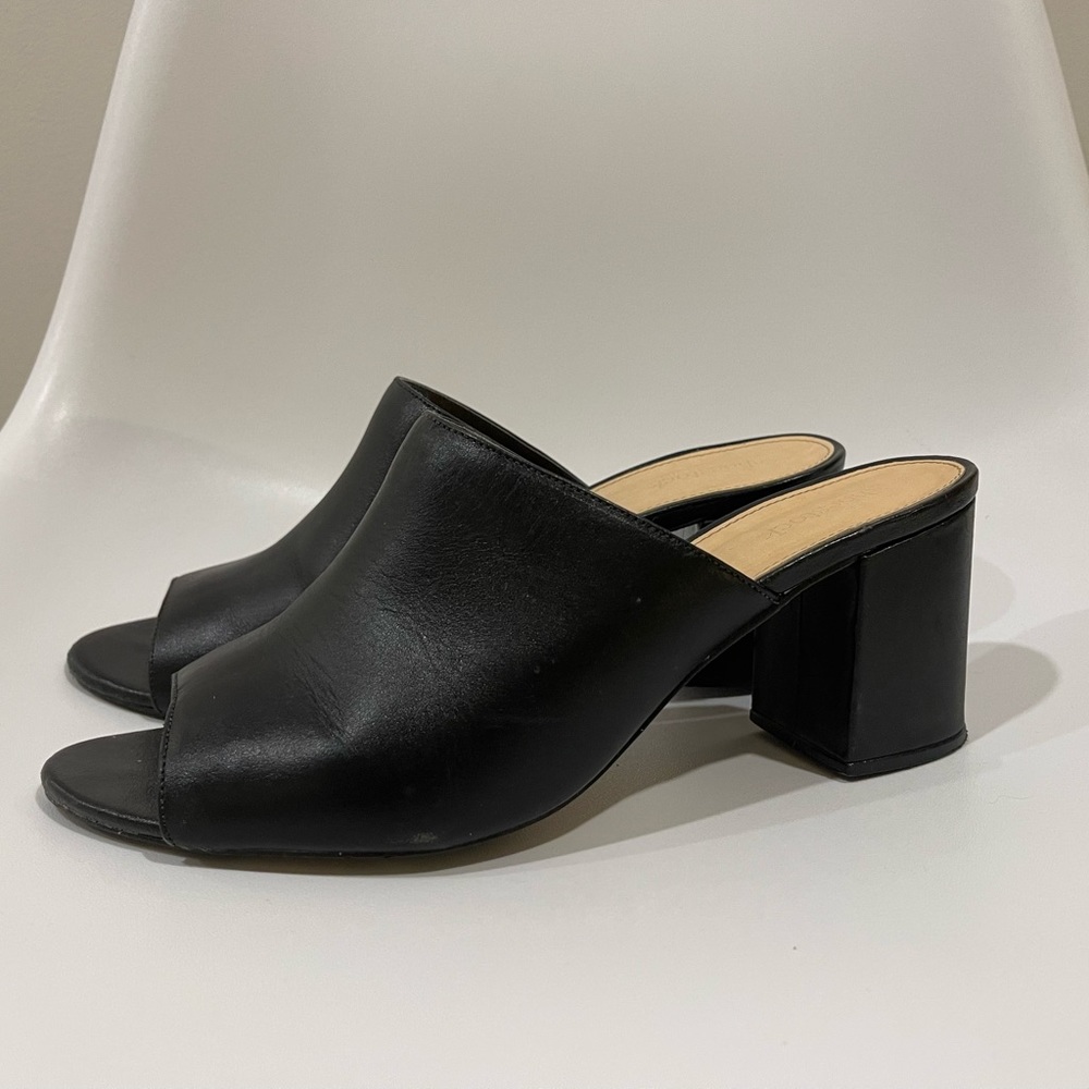 Black leather mules (size 9)